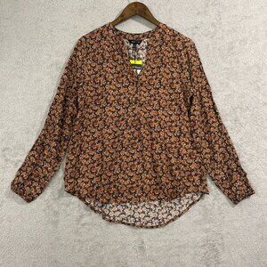 NEW Floral Print Women's S Long Sleeve Button-Down Blouse By Well Worn